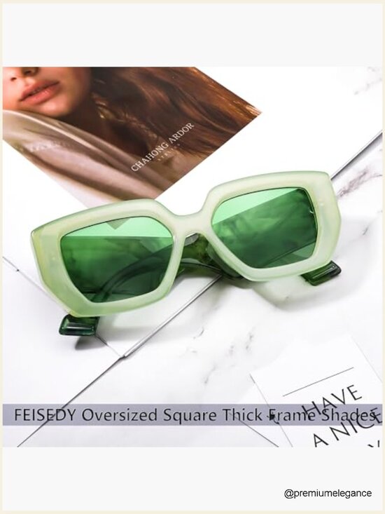 Oversized Square Sunglasses Thick Frame UV400 Protection Unisex main image 4